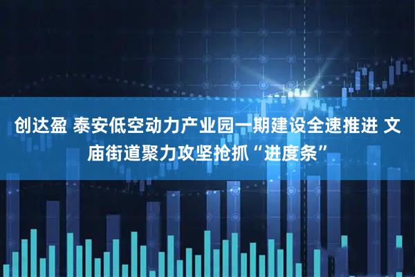 创达盈 泰安低空动力产业园一期建设全速推进 文庙街道聚力攻坚抢抓“进度条”